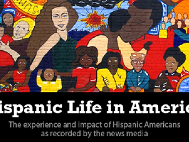 A graphic that reads Hispanic Life in America the experience and impact of Hispanic Americans as recorded by the news media.